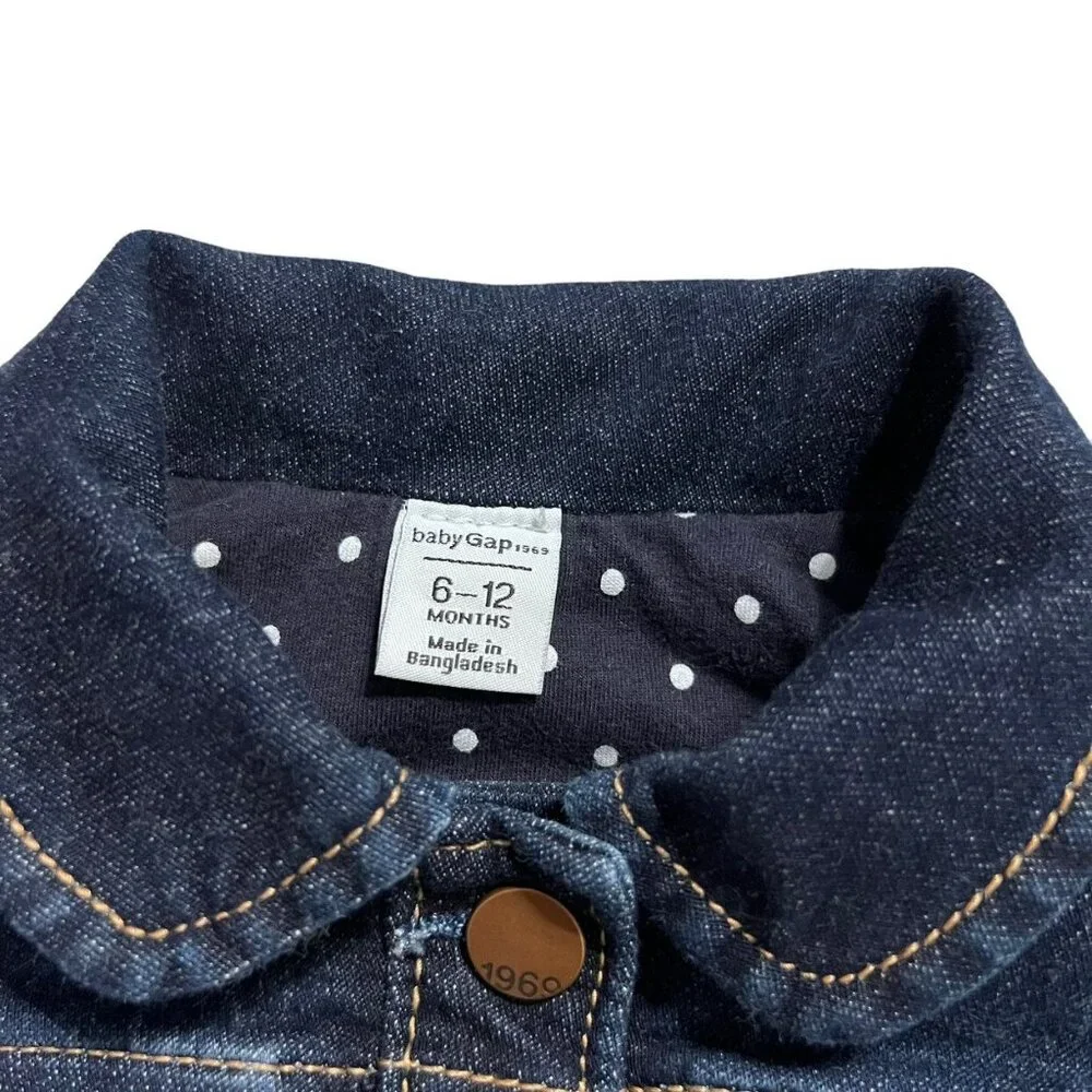 Baby Gap 6-12m Polkadot Lined Denim Jacket